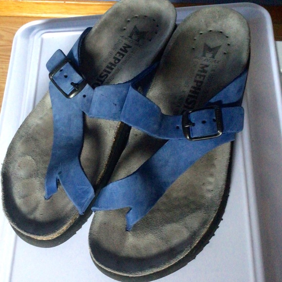 Blue suede Mephisto Helen Sandals size 37 - Picture 1 of 12